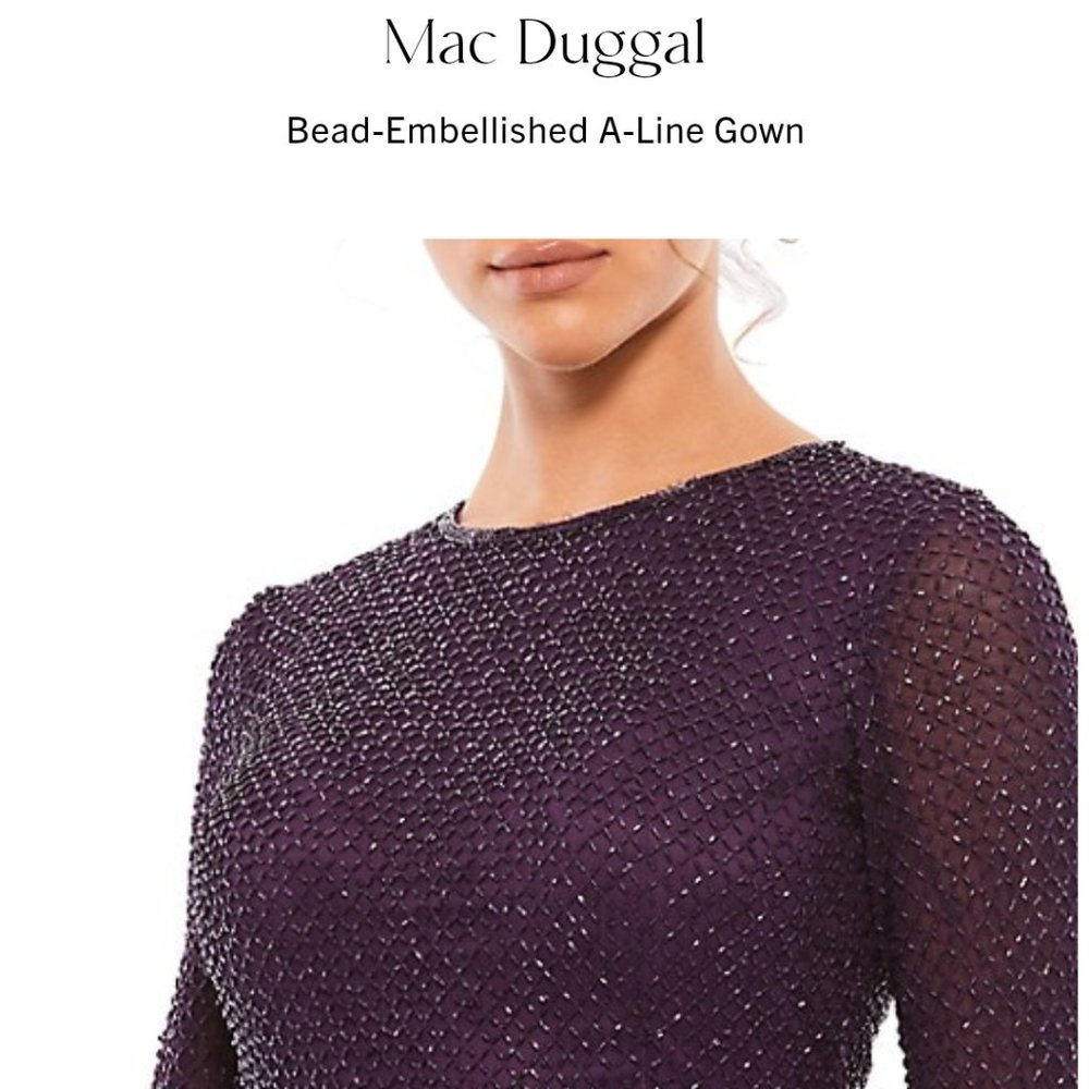 MAC Duggal purple beaded embellished A-line dress-BNWT